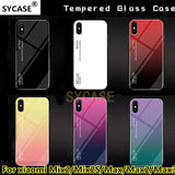 SYCASE Letter Gradient Tempered Glass phone case For Xiaomi Mix 2 2S Max 2 3 case cute rainbow Aurora back cover shell