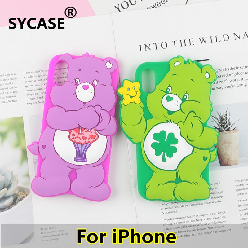 SYCASE Lovely Care Bears Case for iPhone 6 6s 7 8 Plus X Phone Back Silicon Cover case For iPhone 7 Plus Cute phone case