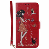 SYCASE Luminous Leather shell For Samsung J3 J5 J7 EU US J310 J520 J710 J330 case Multi-function Card Holder Women's Cat Cover