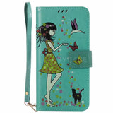 SYCASE Luminous Leather shell For Samsung J3 J5 J7 EU US J310 J520 J710 J330 case Multi-function Card Holder Women's Cat Cover