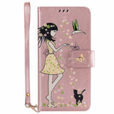 SYCASE Luminous Leather shell For Samsung S6 S7 Edge S8 S9 Plus Note8 A3 A5 case Multi-function Card Holder Women's Cat Cover
