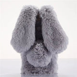 SYCASE Luxury Case For Samsung S5 S6 S6edge S7 edge S8 Plus S9 Plus Rabbit Ear Hair Fluffy Fur Diamond Back Cover Girl Soft Case