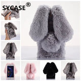 SYCASE Luxury Case For Samsung S5 S6 S6edge S7 edge S8 Plus S9 Plus Rabbit Ear Hair Fluffy Fur Diamond Back Cover Girl Soft Case