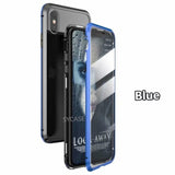 SYCASE Luxury Double sided glass Metal Magnetic Case For iPhone 7 8 Plus X XR Xs Max phone case 360 Full Protection Cover
