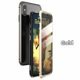 SYCASE Luxury Double sided glass Metal Magnetic Case For iPhone 7 8 Plus X XR Xs Max phone case 360 Full Protection Cover