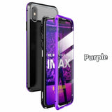 SYCASE Luxury Double sided glass Metal Magnetic Case For iPhone 7 8 Plus X XR Xs Max phone case 360 Full Protection Cover