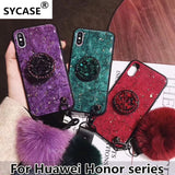 SYCASE Luxury Epoxy Fashion Green Purple phone case For Huawei Honor 8X Max 9 9i 10 Lite V9 V10 Rhinestone Hair Ball Soft Cover