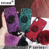 SYCASE Luxury Epoxy Fashion Green Purple phone case For Huawei P10 Plus P20 PRO Lite Y9 2019 Rhinestone Hair Ball Soft Cover