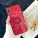SYCASE Luxury Epoxy Fashion Red Green Purple phone case For Huawei Honor 8 8C 8S Case Rhinestone Stand Hair Ball Soft Cover