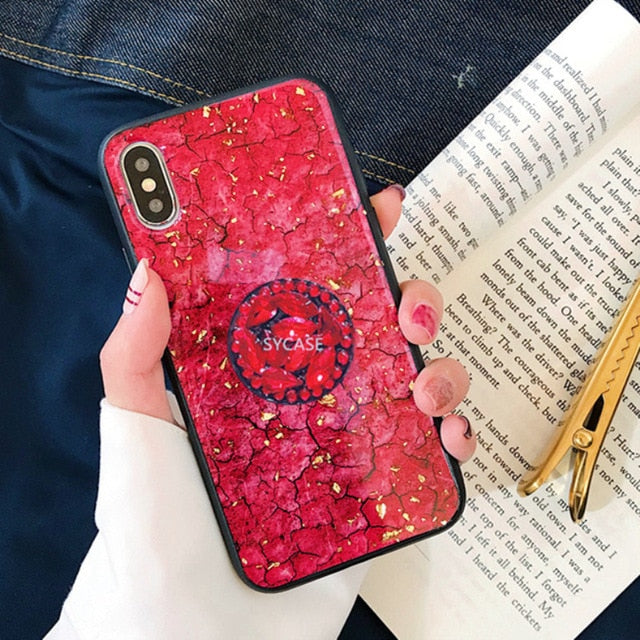 SYCASE Luxury Epoxy Fashion Red Green Purple phone case For Huawei Honor 8X 10 caseRhinestone Stand Hair Ball Soft Cover