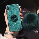 SYCASE Luxury Epoxy Fashion Red Green Purple phone case For xiaomi Mi Max2 Max3 Case Rhinestone Stand Hair Ball Soft Cover