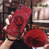 SYCASE Luxury Epoxy Red Green Purple phone case For iPhone 11 Pro XR X Xs Max 5 5S SE 6 6S 7 8 Plus Case Hair Ball Soft Cover