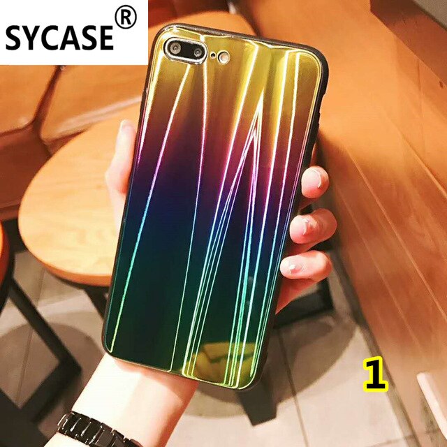 SYCASE Luxury Glitter Phone Case For Huawei P20 Lite P20Pro Honor 10 Gradient Aurora Glass Mobile Shell New Laser shell cover