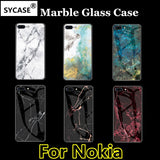 SYCASE Luxury Marble Glass Case For Nokia 7.1 Plus X6 X7 X71 4.2 1Plus 3.1Plus 7Plus case Tempered Protective Back Cover Case