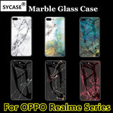 SYCASE Luxury Marble Glass Case For OPPO Realme1 Realme2 Realme3 Pro Realme C2 Realme X case Tempered Protective Back Cover Case