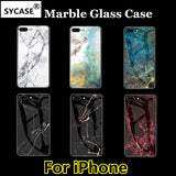 SYCASE Luxury Marble Glass Case For iPhone X XR Xs Max 6 6S 7 8 Plus case Tempered Glass Protective Back Cover Case