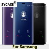 SYCASE Luxury Mirror Clear View Smart Case For Samsung Note 4 J5 J7 2016 Galaxy Case Intelligent Sleep Protective Flip Case