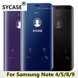 SYCASE Luxury Mirror Clear View Smart Case For Samsung Note4 Note5 Note8 Note9 Case Intelligent Sleep Protective Flip Case