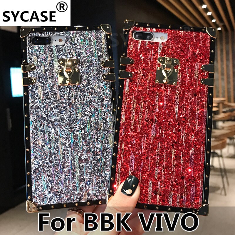 SYCASE Luxury Sequins Glitter For BBK vivo X9 X9s X20 Plus X21i Nex X21 UD X23 Y66 Y67 Y75 Y79 Y85 square Drop Protection cover