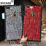 SYCASE Luxury Sequins Powder For Samsung Galaxy S8 Plus S9Plus Case Fashion square For samsung Note8 Note9 Drop Protection Cover