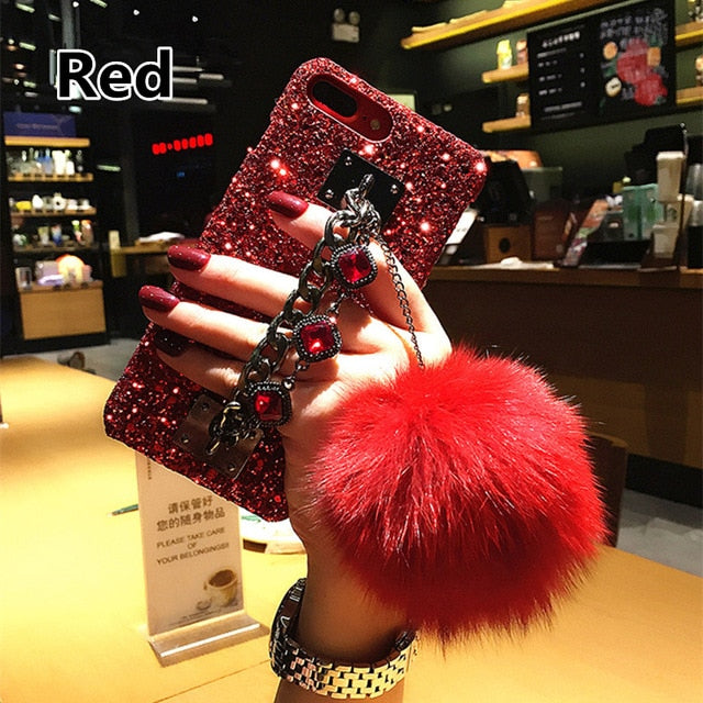 SYCASE Luxury Sexy Diamond Bling Glitter wrist case For iPhone 6 6S 7 8 Plus X Flash Powder Sequins Sparkle Cover with Bracelets