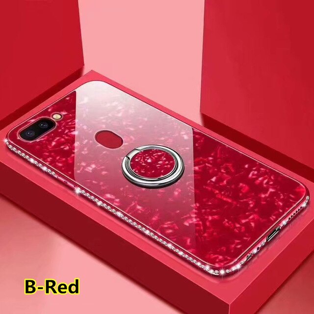 SYCASE Luxury Shell pattern Tempered Glass Border diamond Phone Case For OPPO R7S R9 R9S R11 R11S Plus R15 Dream R17 Pro case