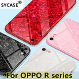 SYCASE Luxury Shell pattern Tempered Glass Border diamond Phone Case For OPPO R7S R9 R9S R11 R11S Plus R15 Dream R17 Pro case