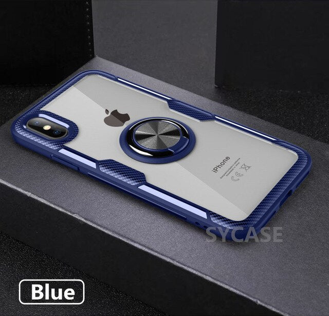 SYCASE Luxury Shockproof Soft Holder Case For iPhone X XR XS Max 6 6S 7 8 Plus case Full Cover Magnetic Ring Bracket Case