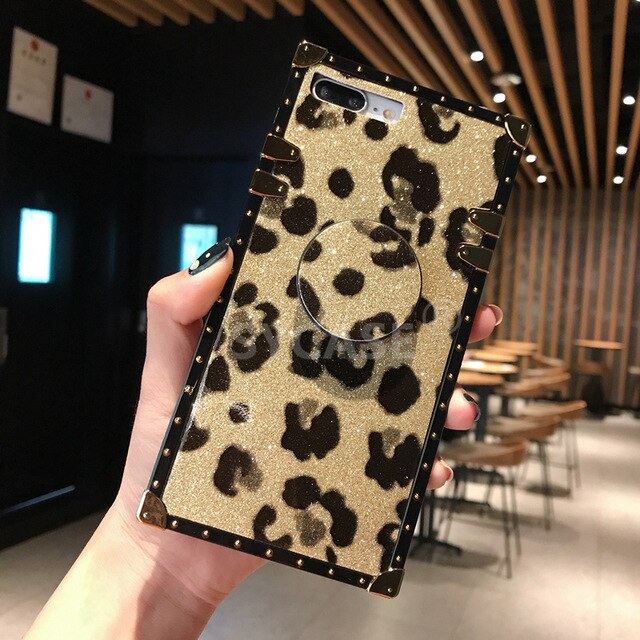 SYCASE Luxury Square Leopard Case For VIVO V15 PRO Y66 Y67 Y75 Y79 Y83 Y85 Y97 V7 V7Plus IQOO Case with stand Drop-proof Cover