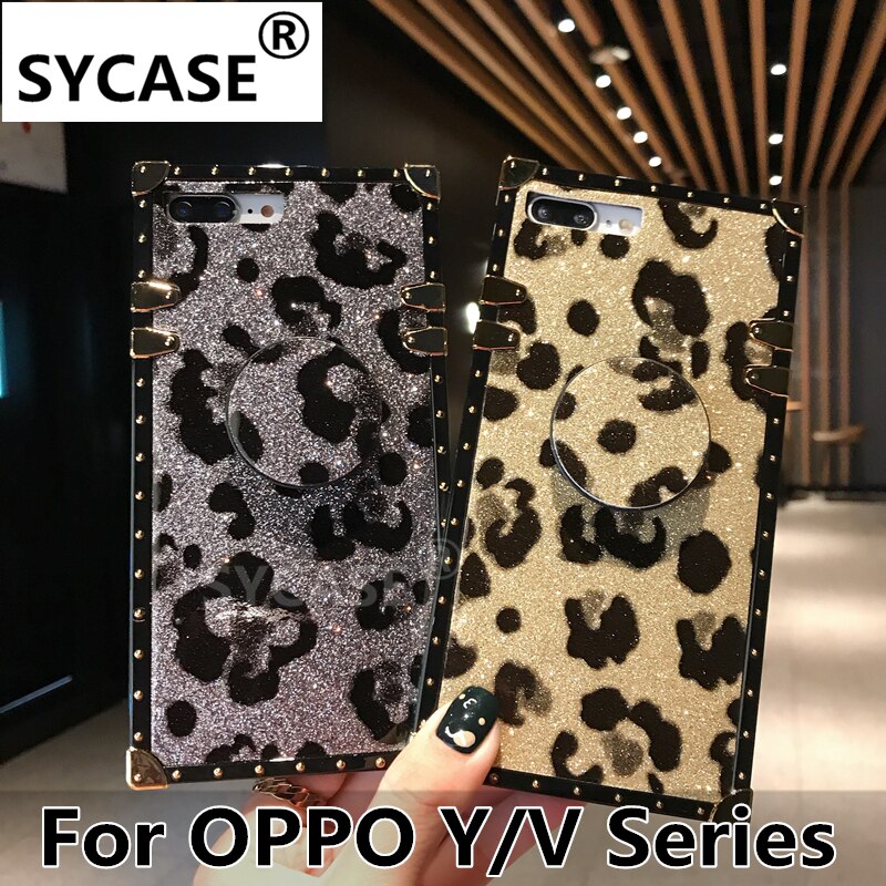 SYCASE Luxury Square Leopard Case For VIVO V15 PRO Y66 Y67 Y75 Y79 Y83 Y85 Y97 V7 V7Plus IQOO Case with stand Drop-proof Cover