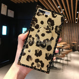 SYCASE Luxury Square Leopard Ms case For Samsung Galaxy S8 S9 S10 Plus Lite Note8 Note9 Case with stand Drop-proof Cover Women