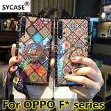SYCASE Luxury blu ray square Phone Case with ring For OPPO F11 Pro F7 F9 F3 Case national Styles Cover