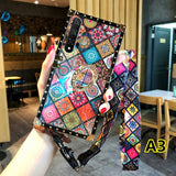 SYCASE Luxury blu ray square Phone Case with ring For iPhone XR X Xs 11 Pro Max 6 6S 7 8 Plus Case Exotic national Styles Cover