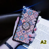 SYCASE Luxury blu ray square PhoneCase with ring For Samsung S8 S9 S10 Plus Note 8 9 J4 J6 Plus Prime Case national Styles Cover
