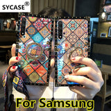 SYCASE Luxury blu ray square PhoneCase with ring For Samsung S8 S9 S10 Plus Note 8 9 J4 J6 Plus Prime Case national Styles Cover