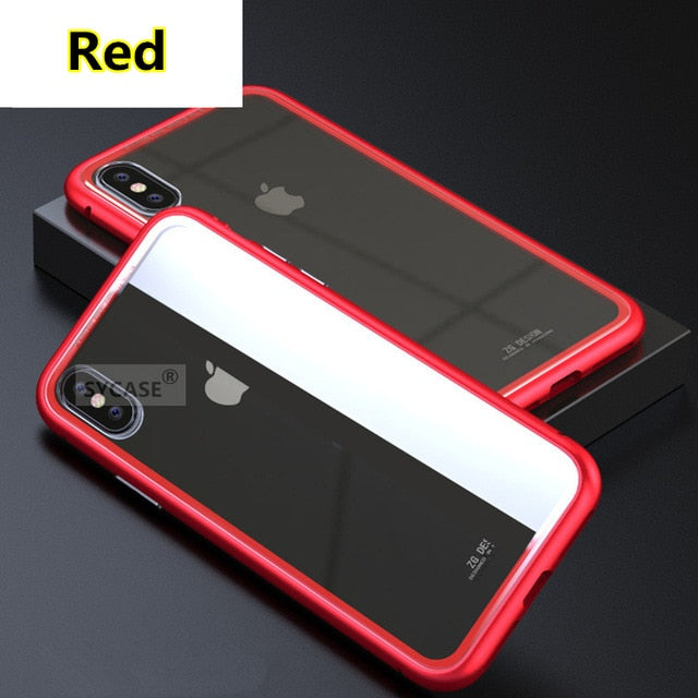 SYCASE Magneto Case For Huawei Nova3i Nova3E Magnet absorption shell Metal Bumper Anti-Scratch Tempered Glass Back Cover