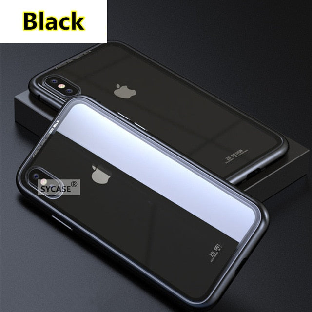 SYCASE Magneto Case For Huawei Nova3i Nova3E Magnet absorption shell Metal Bumper Anti-Scratch Tempered Glass Back Cover