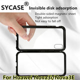 SYCASE Magneto Case For Huawei Nova3i Nova3E Magnet absorption shell Metal Bumper Anti-Scratch Tempered Glass Back Cover