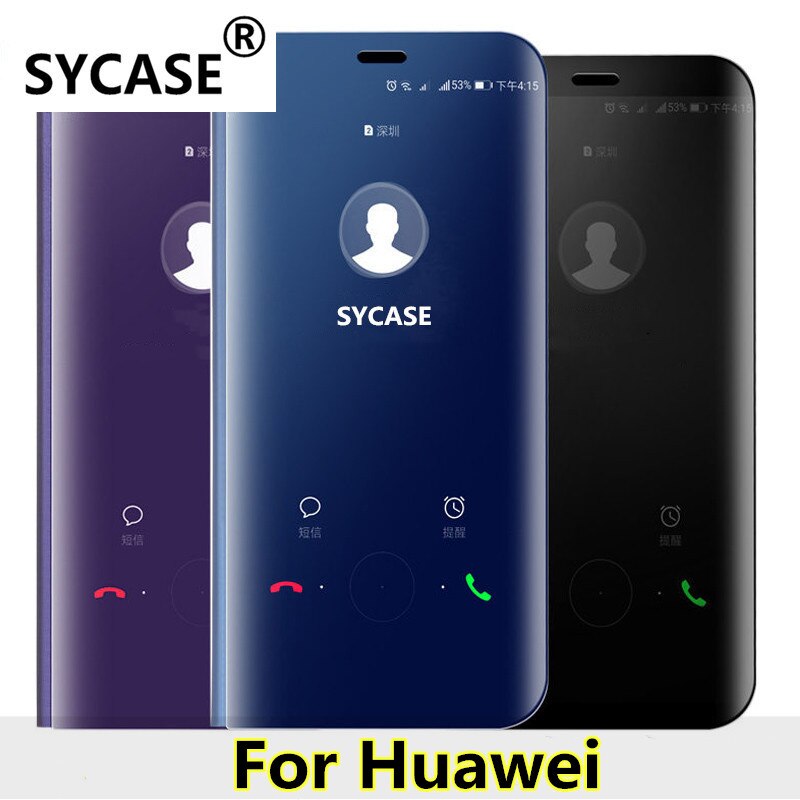 SYCASE Mirror Clear View Smart For Huawei Y9 Y7Prime Y6 2018 Honor 9i 9lIte 10 V10 Case Intelligent Sleep Protective Flip Case
