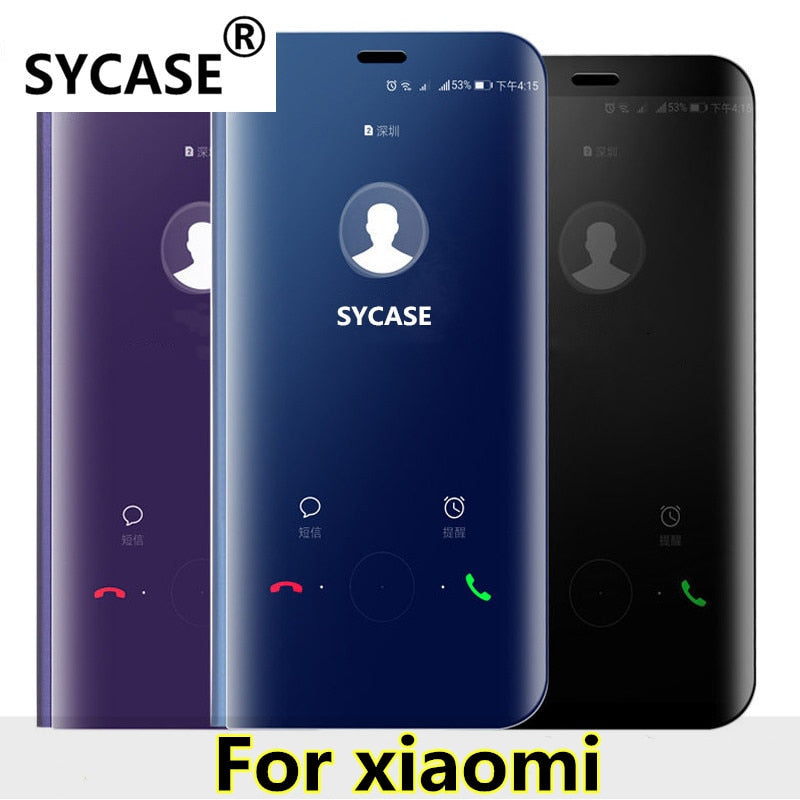 SYCASE Mirror Clear View Smart For Xiaomi 5C 5X 6 Mix2 Redmi 4X 5 5Plus Note 3 4X 5A Case Intelligent Sleep Protective Flip Case