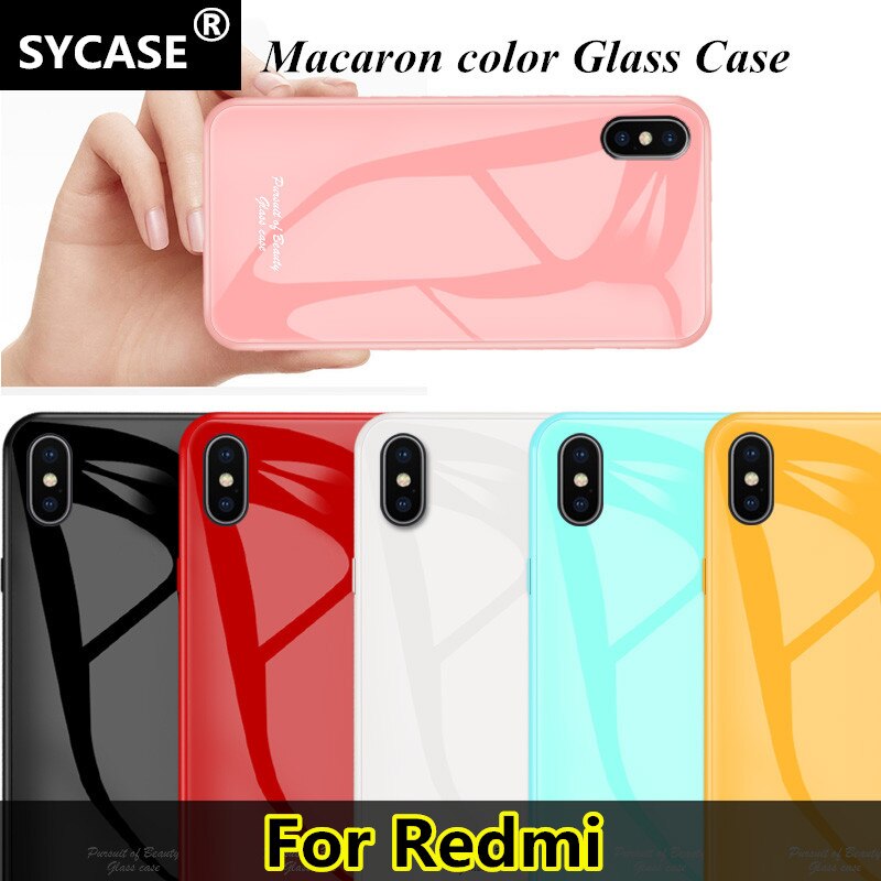 SYCASE Mirror Tempered Glass phone Case For Redmi Note7 6A Macaron color For Redmi 7 Plating Hard Slim Back Cover