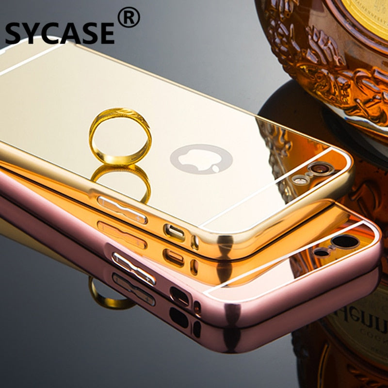 SYCASE Mirror case For iphone 6 6s PLUS Aluminum Frame + Hard PC Plating Back Cover Metal Phone Cover For iPhone 6 Plus