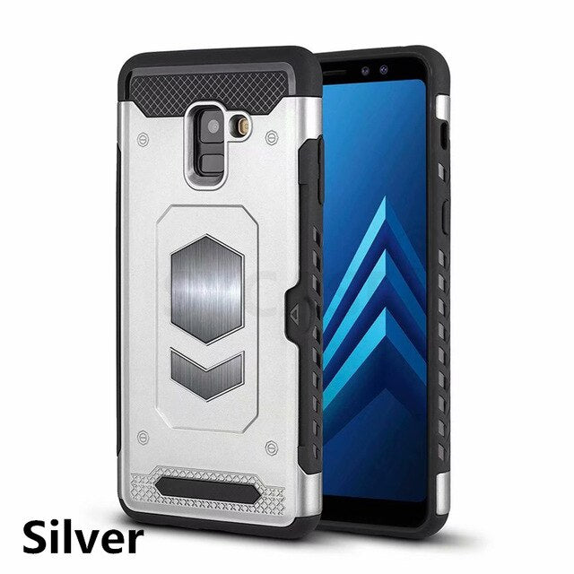 SYCASE Multifunction Armor Card Shell For Samsung Galaxy Note 5 Note 8 Note 9 case Car magnetic All inclusive anti-drop Cover