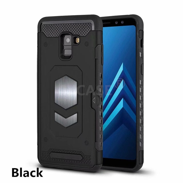 SYCASE Multifunction Armor Card Shell For Samsung Galaxy Note 5 Note 8 Note 9 case Car magnetic All inclusive anti-drop Cover