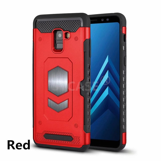SYCASE Multifunction Armor Card Shell For Samsung J3 J7 J8 2018 J4 Plus J6 Plus case Car magnetic All inclusive anti-drop Cover