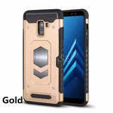 SYCASE Multifunction Armor Card Shell For Samsung J3 J7 J8 2018 J4 Plus J6 Plus case Car magnetic All inclusive anti-drop Cover