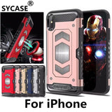 SYCASE Multifunction Armor Card Shell For iPhone X Xr Xs Max 6 6s Plus 7 8 plus case Car magnetic All inclusive anti-drop Cover