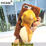 SYCASE New 3D cute DIY Squirrel toy Doll Phone case For iPhone X XR Xs Max 6 6S 7 8 Plus case Teddy Plush Shell