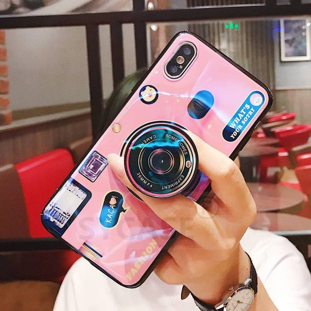 SYCASE New Blu-ray retro Camera style phone case For BBK VIVO X7 X9 X9S X20 Plus NEX A S X21 UD X21i case with stand back cover