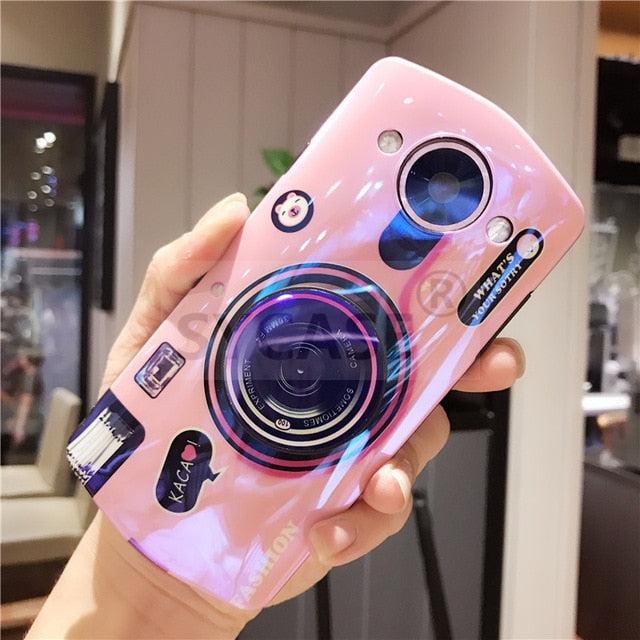 SYCASE New Blu-ray retro Camera style phone case For Meitu M6 M8 T8 T9 V6 case with stand lanyard back cover